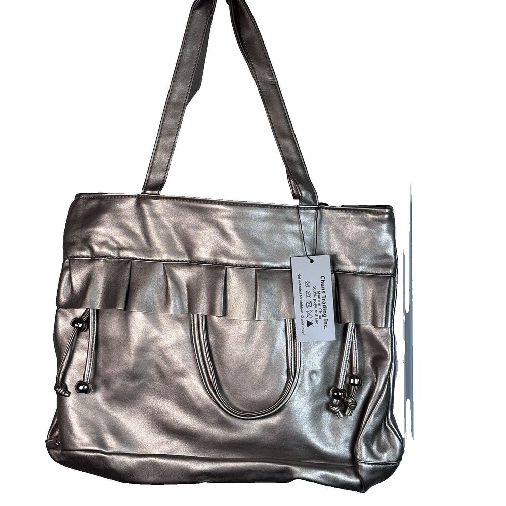 Women's Handbag Satchel Purse One Size CHUNS Metallic Champagne NWT